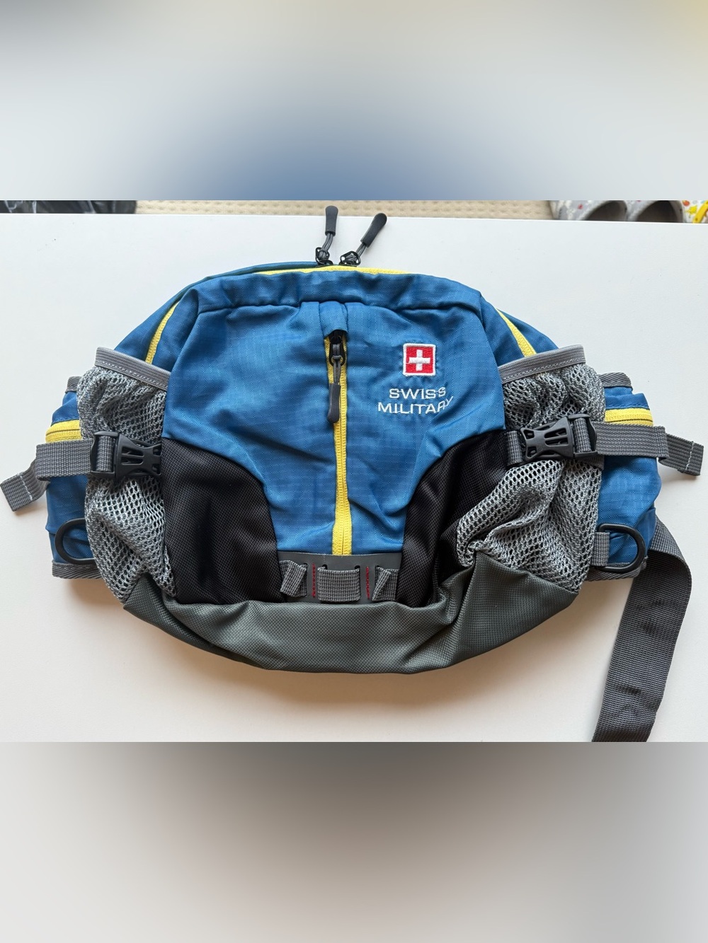 Swiss Military Hiking Waist Pack Lumbar Bag Blue Yellow Trim Fanny Pack